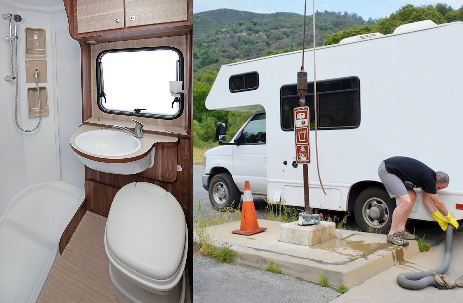 Portable RV/camper toilet and holding tank setup in Maysville, Kentucky